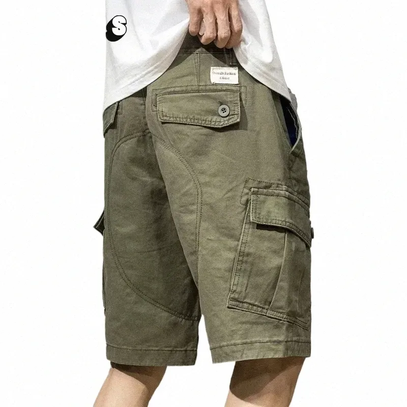 Summer Trend Cargo Shorts Men's Fi Vintage Kne Length Gym Short Homme Loose Military Side Pocket Pant Sweatpants Man Ny R4WG#