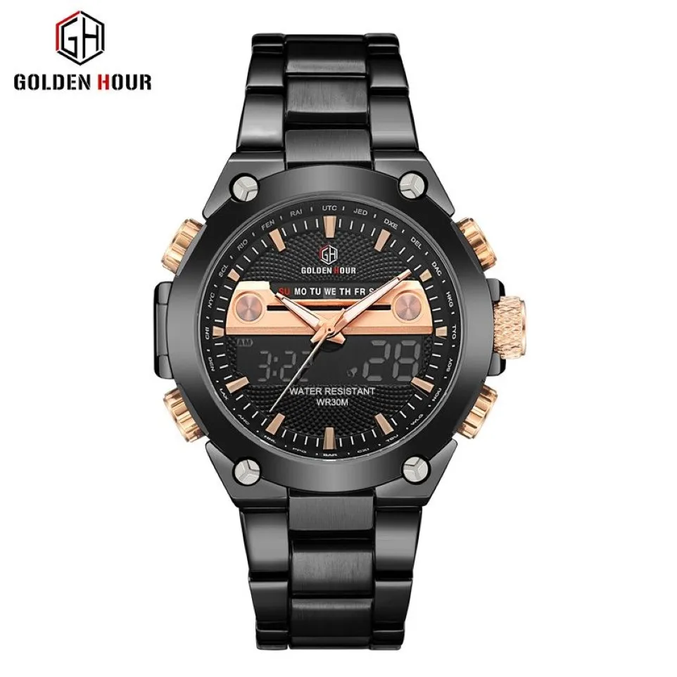 Reloj Hombre GOLDENHOUR Sport Quartz Mens Watch Top Brand Digital Male Clocks Waterproof Man Wrist Watches 2019Relogio Masculino2606