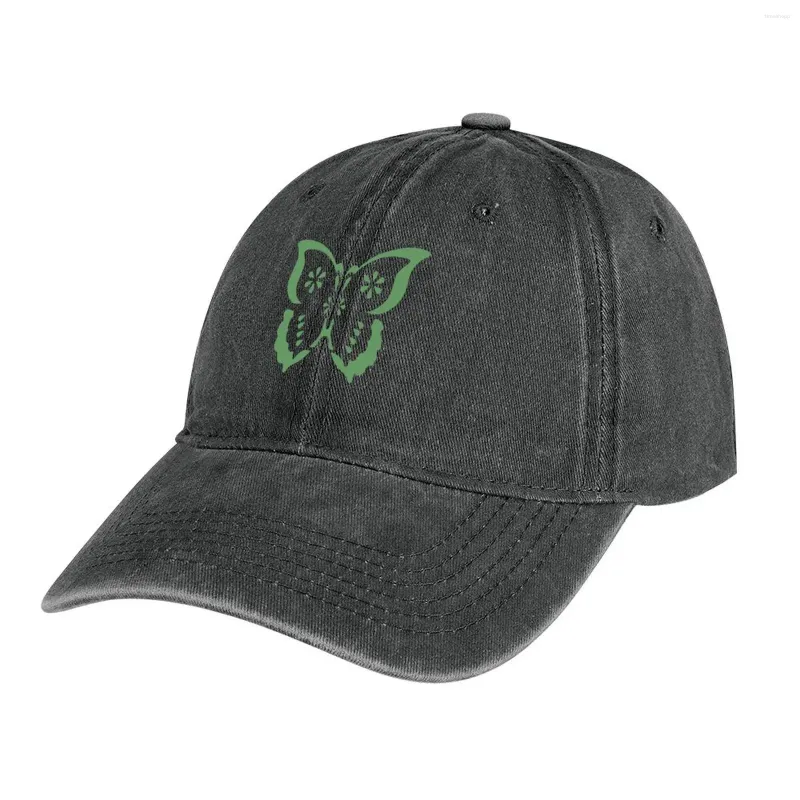 Berets Green Butterfly Color Print Art Cowboy Hat Foam Party Baseball Cap Gentleman Women's Beach Outlet Men's