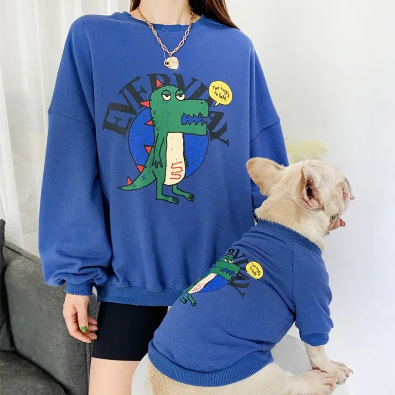 Jackets tecknad husdjurskläder ägare hundkläder för hundar hoodie kostym vinter hundkläder husdjur matchande kläder för hundar fransk bulldogg