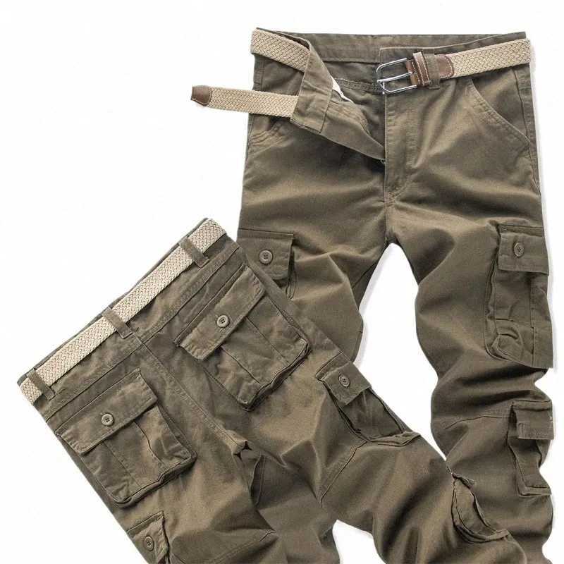 Pantaloni cargo militari Tuta da uomo Casual Cott Pantaloni mimetici mimetici tattici Multi tasche Pantaloni dritti militari Pantaloni larghi 925q #