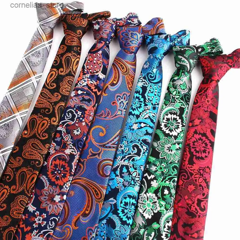 Krawatten Krawatten Neue dünne Krawatten für Männer Frauen Jacquard Paisley Krawatte für Party Business Mode Krawatten ic Bandana Krawatten als Geschenk Y240325