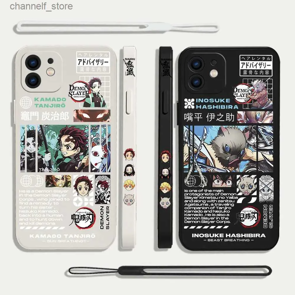 Cell Phone Cases Hot Game Demon Slayer Phone Case For iPhone 15 14 13 12 11 Pro Max Mini X XR XS MAX SE 8 7 6S Plus Soft Liquid Silicone CoverY240325
