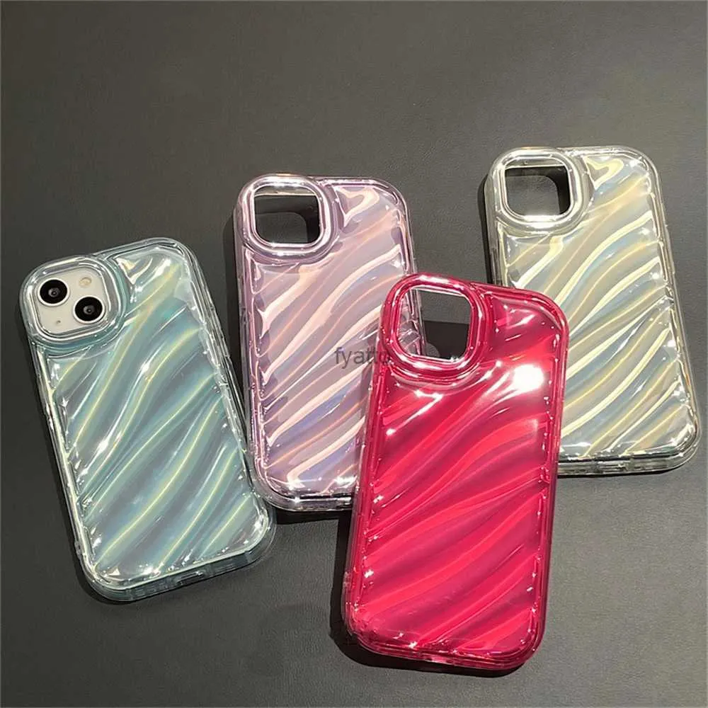 Cell Phone Cases Luxury Water Ripple Textured Phone Case For iPhone 14 13 12 11 Pro Max X XS XR 7 8 Plus SE 3 Glossy Shockproof Soft Cover Funda H240326