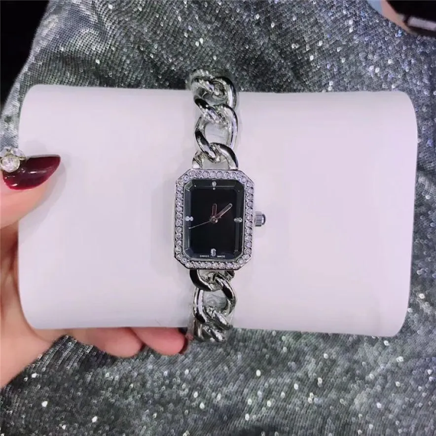 Beroemde ontwerper vierkante wijzerplaat vrouw horloge klok luxe speciale band roestvrij staal damespolshorloge mooi mode-jurkhorloge wh2172