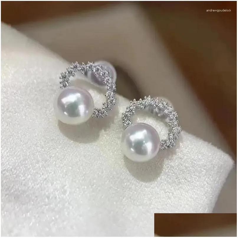 Boucles d'oreilles Uilz brillant blanc perle pour femmes Petite couronne conception Zircon oreille accessoires bijoux de fête livraison directe Otl1P