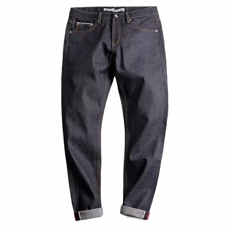 Maden kırmızı m nakış denim kot pantolon düz ince fit deniz kotları 14.5 oz vintage amekaji erkek için markalı pantolon 28 ila 38 q66e#