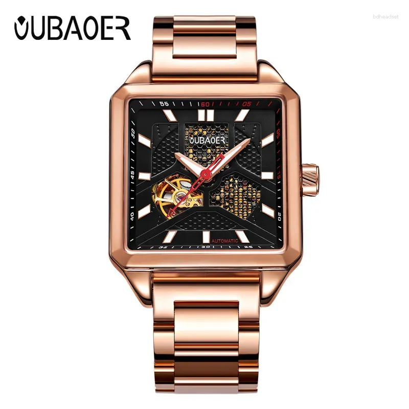 Orologi da polso OUBAOER Business Orologi meccanici Mens Skeleton Orologio automatico da uomo Relojes Hombre Orologio maschile Orologio Uomo Reloj