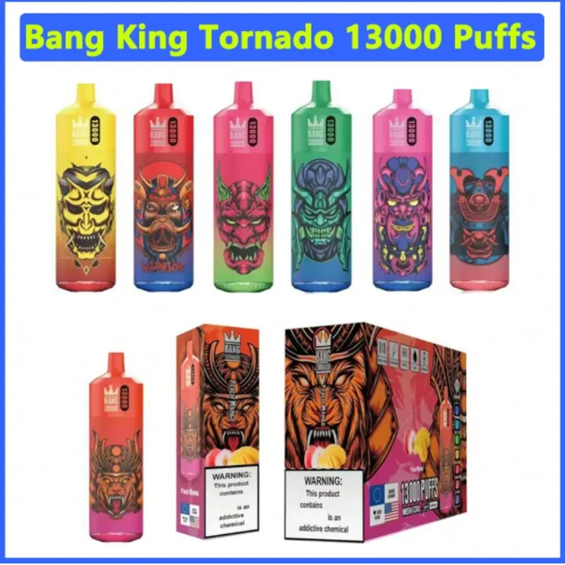 Original Bang Tornado 13000 Puffs Vaporizer Einweg-Vape Vape Pen 16flavoRs E-Zigaretten Bang Vapes Mesh Spule Elektronische Zigaretten RGB LED-Leuchten 0/2/3/5%