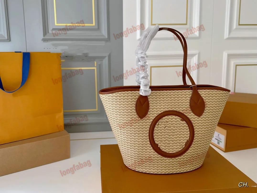 Sac à provisions en paille pour femmes, fourre-tout de styliste, sac de plage brodé, sac seau rétro écologique, sac à bandoulière à main, nouvelle mode