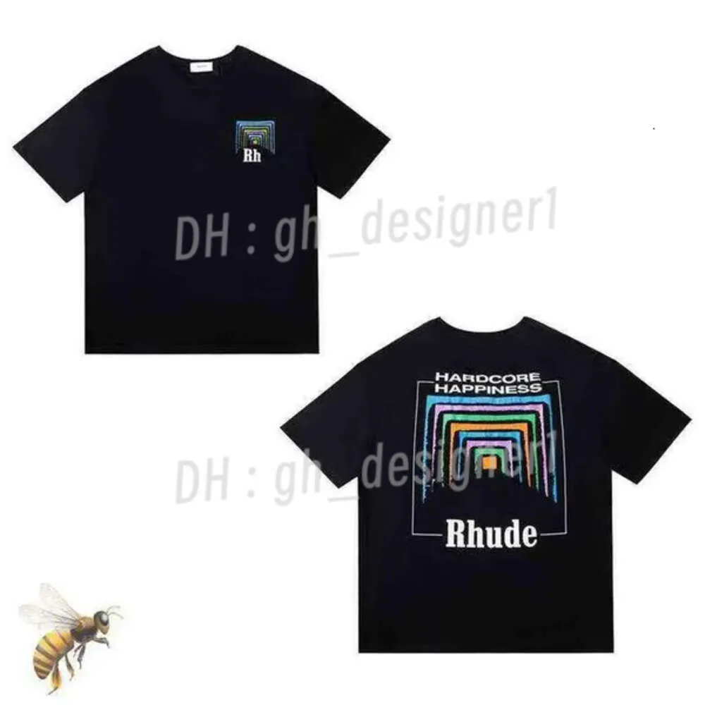 Unisex rhude t shirt mężczyzn Kobiet Kolekcja letnich koszul rhude tshirt czyste bawełniane koszule duże ciężką tkanina para sukienka najwyższej jakości koszulka 1h