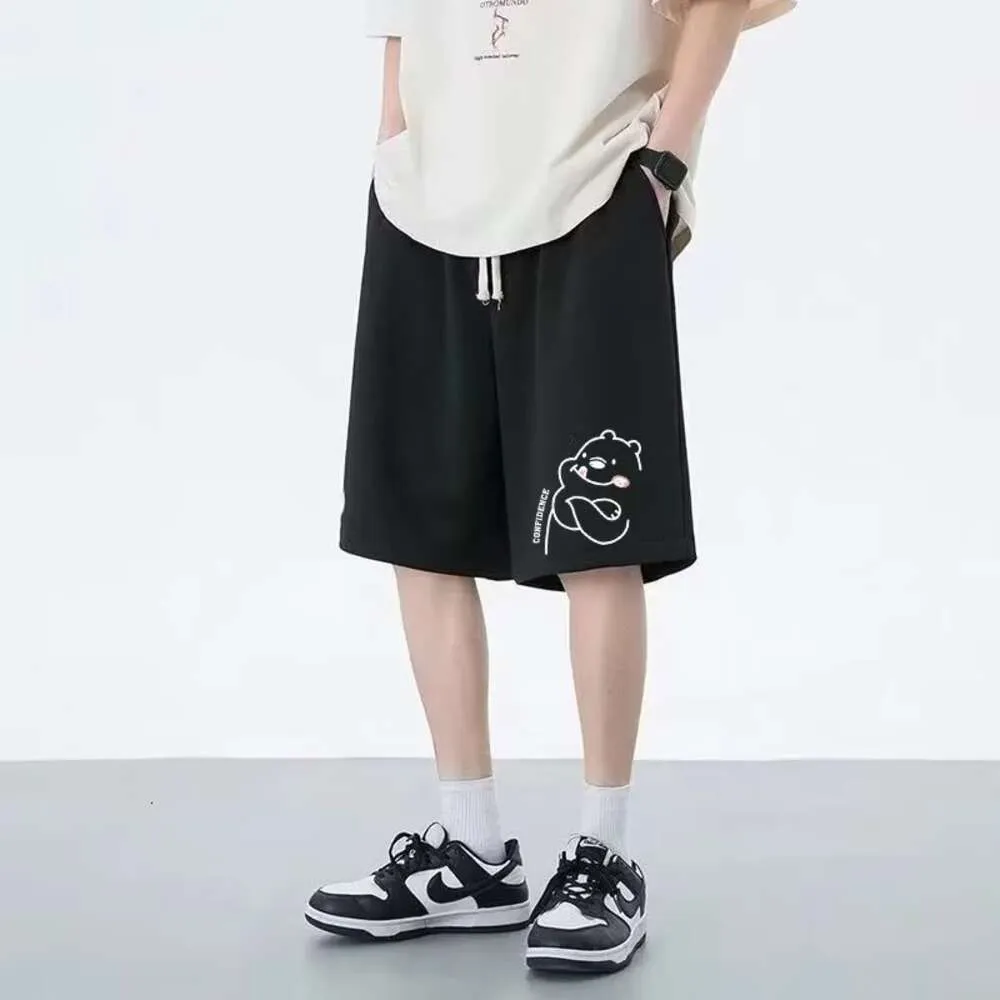 Men's Casual Shorts, Summer Fashion Label, Loose Fitting Student Boy Middle Pants, Thin Style for External Wear, Sport Five Point Large Shorts