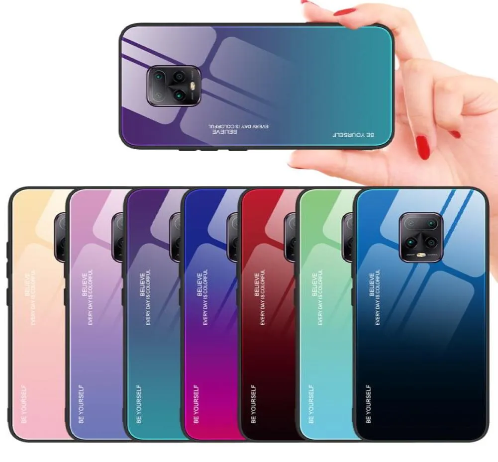 Étui en verre trempé de gradient coloré pour Xiaomi Redmi 10x 5G Note 10 Lite Redmi 9 Remarque 9s Note 8 Redmi8 7 6 Pro3118489