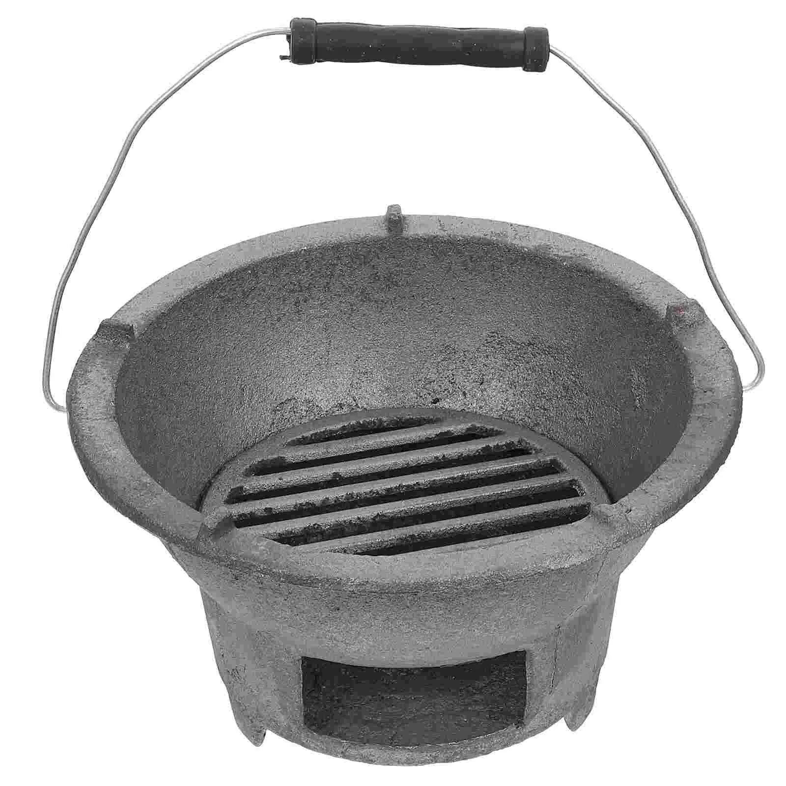 Griglie Grill Fornello Barbecue Hibachi giapponese Ferro Fuoco Piccolo barbecue a carbone fuso Portatile da campeggio Stile interno da tavolo Coreano all'aperto