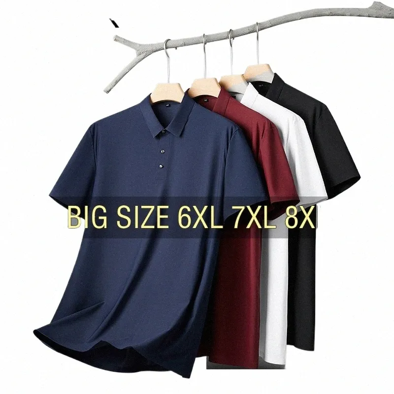 Мужская рубашка поло, летняя крутая футболка больших размеров 5XL 6XL 7XL 8XL размера плюс 2024, дышащая тонкая Свободная футболка с коротким рукавом Fi Мужская мягкая 22uj #