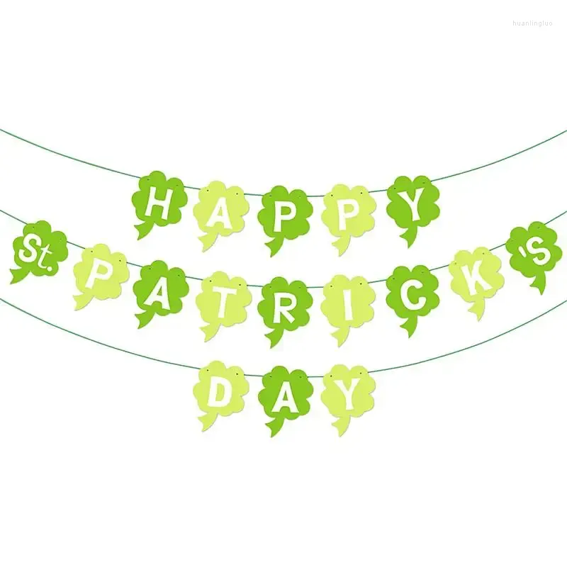 Feestdecoratie Ierse Lucky Banner Groen Vierbladige Vlag Viering Decor Voor St. Patrick's Day Thuis Mantel Auto Dessert Tafel