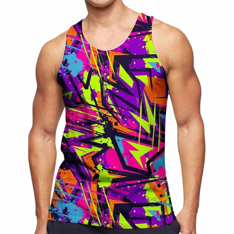 Fantasy Abstract Graffiti Figur Tank Tops 3D Drukukowany mężczyzna/ kobiety swobodna kamizelka kampanii Summer Gimizes Gym Mężczyźni C9NV#