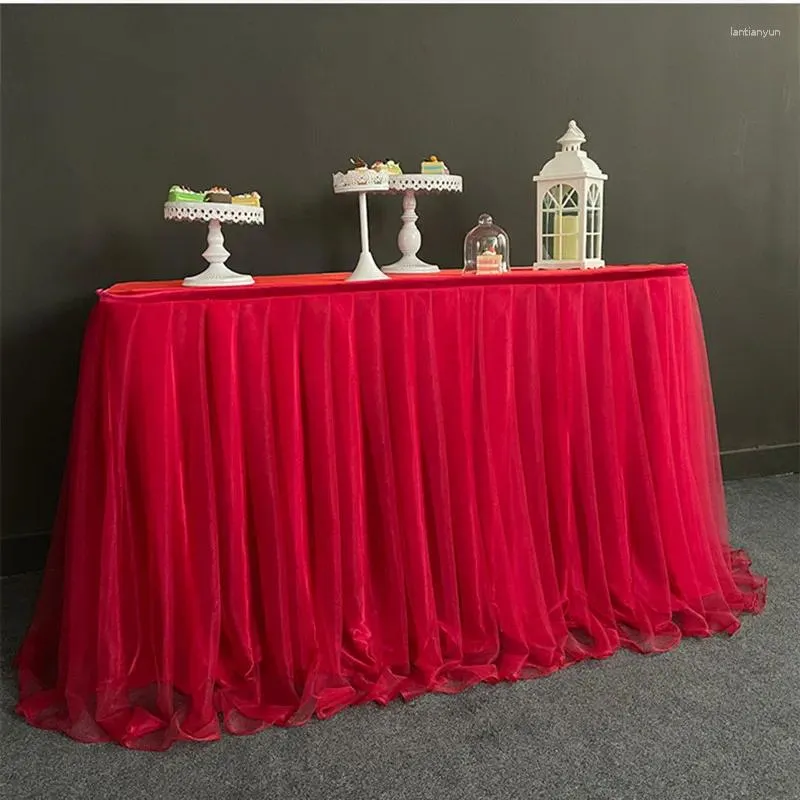 Jupe de Table Tutu en Tulle pour fête de mariage, décoration de maison d'anniversaire, réception-cadeau pour bébé, en mousseline de soie, voile de mariée en gaze