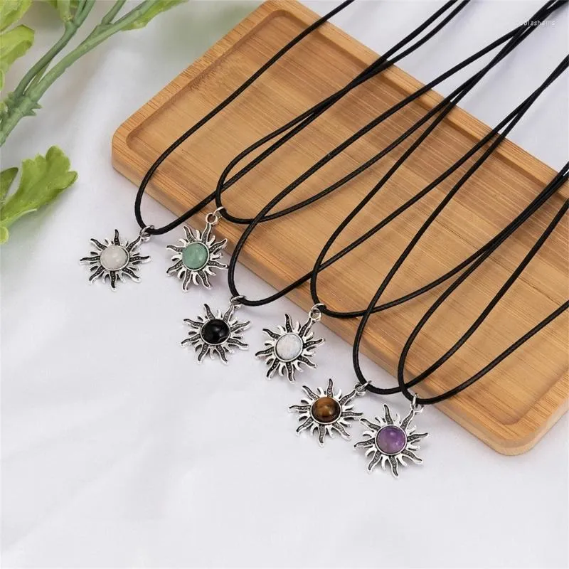 Chaînes Sun Flower Pendentif Collier Punk Collier Turquoise Clavicule Chaîne Vintage Bijoux Pour Femmes Filles XXFB