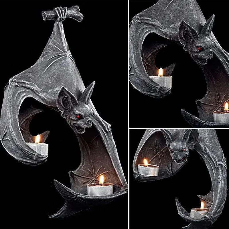 Crafts Bat Wall Teelight Holder Halloween Candlestick Fledermaus Statue Garten Hängende Kerzenlestick Garten Haus Halloween Dekoration