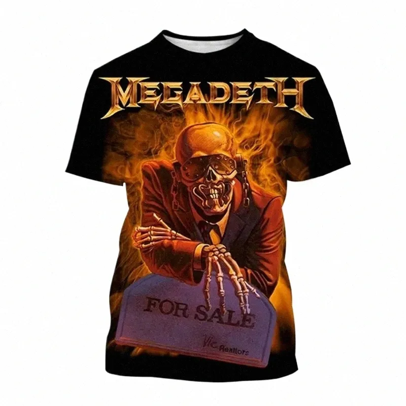 Nieuwe Mode Megadeth 3D Printing T Shirts Heren Dames Tops Populaire Thirts Hiphop Stijl Korte Mouwen Tshirt Jgens Vintage Tees H7KK#