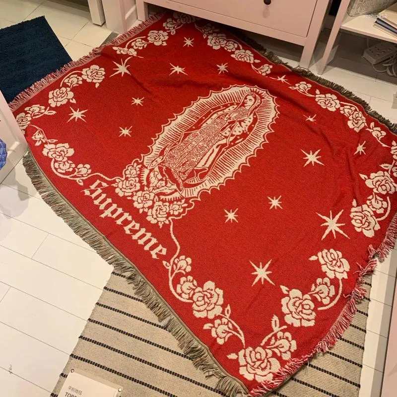 Cobertores sofá cobertor cama capa tarde norte europeu moda xale personalidade malha grande tapeçaria decorativa vermelha
