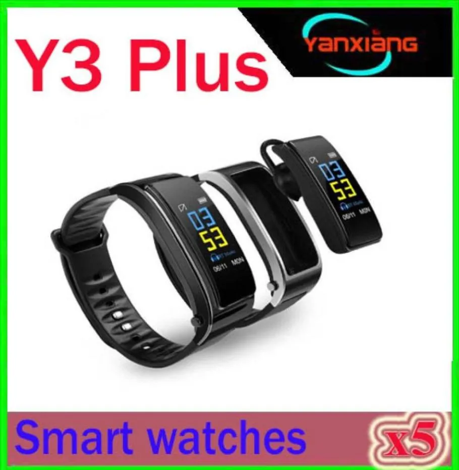 Heart rate monitoring pedometer smart watch Y3 Bracelet earphone 2 in 1 Phone calls reminding Bluetooth smart watch men 41 5pcs Z68623038