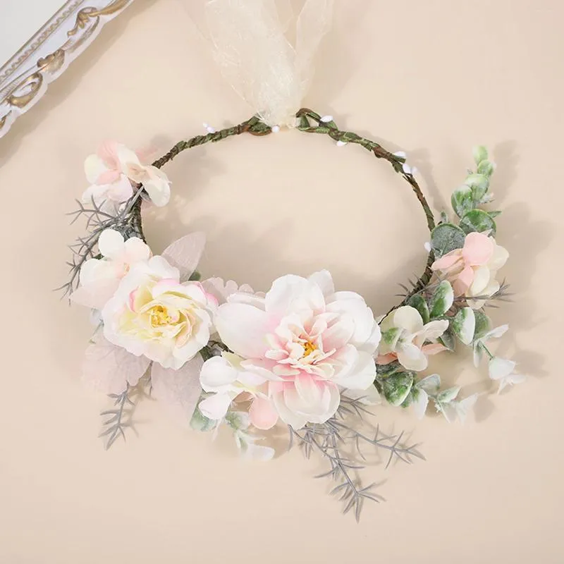 Pinces à cheveux couronne de fleurs artificielles couronne de mariée bande de mariée guirlande florale bandeau accessoires de couvre-chef