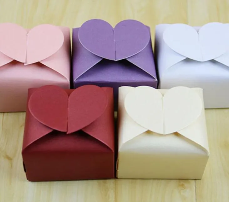 Słodka miłość Serce kształt ślub i pudełko na prezent kolorowe pudełka na cukierki 100pcllot 3898805