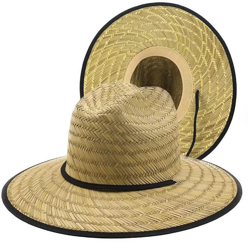 Wide Brim Hats Bucket Hats Classic Handmade Womens Lifesaving Hat Summer Beach Sun Hat Outdoor Wide Brown Panama Straw Hat J240325