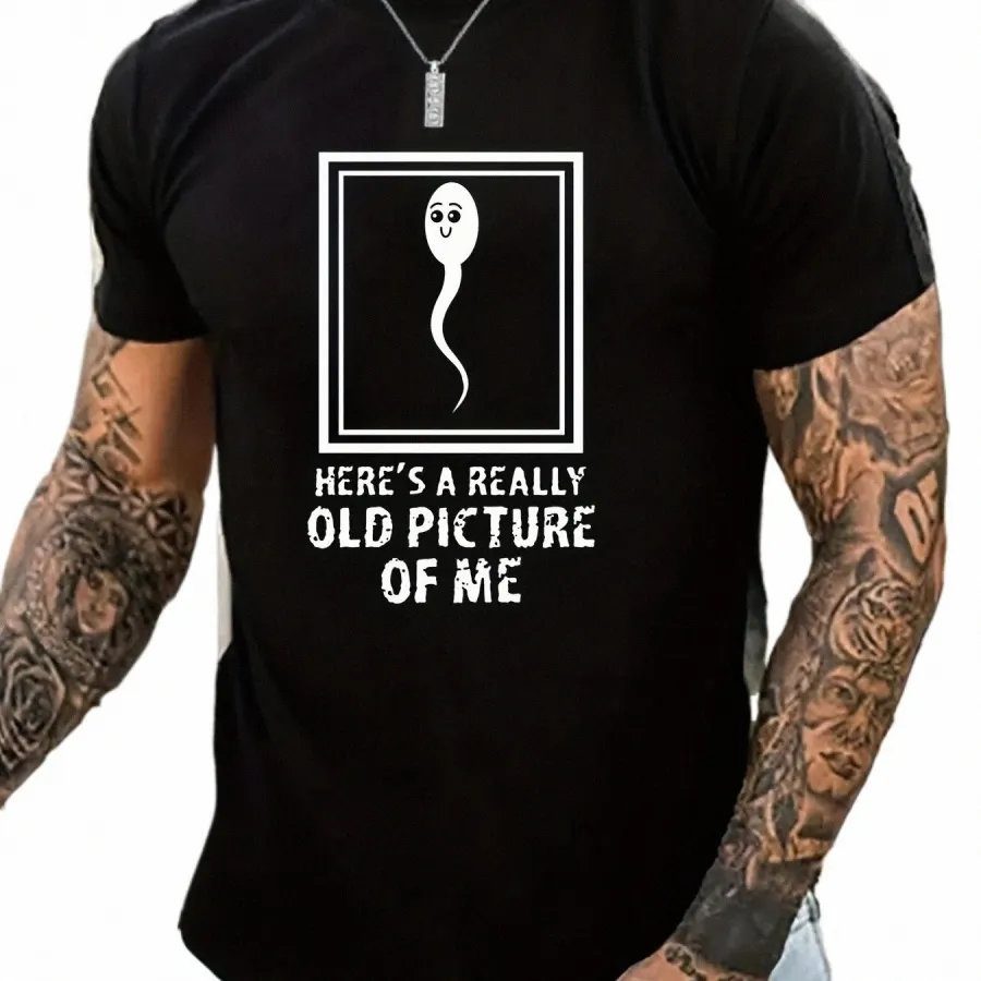 Camiseta masculina casual "Old Picture Of Me" com estampa 100% Cott confortável camisa de manga curta de verão B76S #