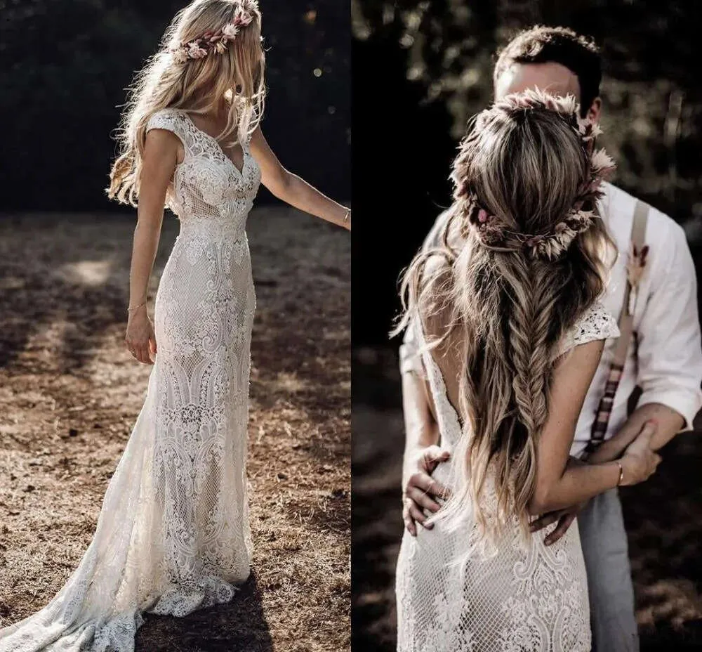 princess polly baby blue dress Boho Lace Sheath Wedding Dresses Viniodress VW1057