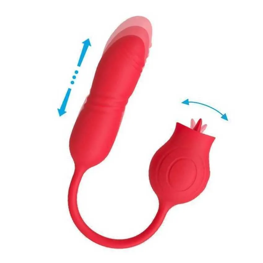 Hüfte Erwachsene Produkte Rose Zunge lecken Teleskop Vibrator Damen Jump Ei Trendy Toy Sex Toy Vibratoren für Frauen 231129