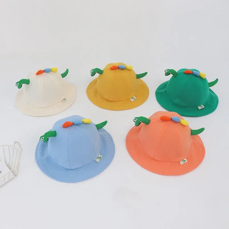 베레트 베레인 Baby Fisherman Hat Children 's Sunscreen Cute and Boys Girls'Bowl Sunshade 다채로운 작은 공룡