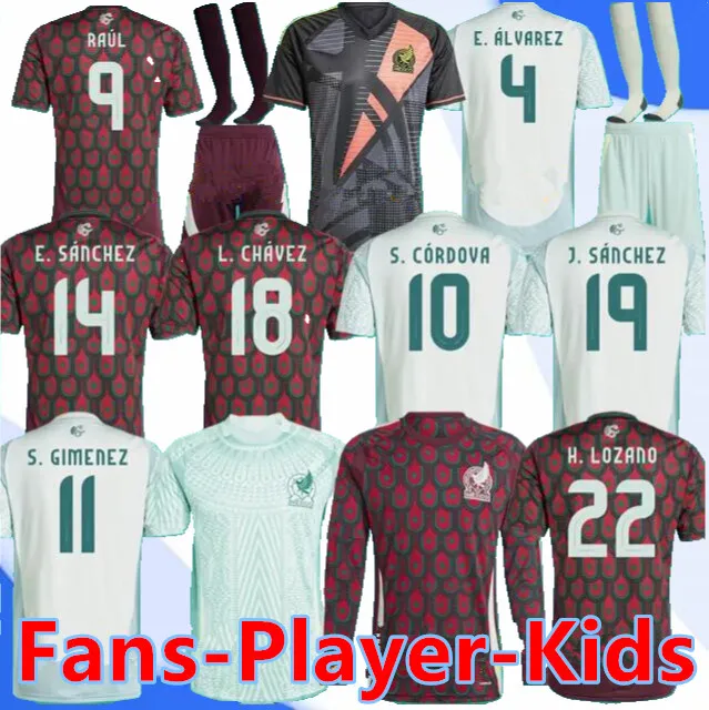 2024 Mexico Chicharito Long Rleeve Męskie koszulki piłkarskie 23 23 H. Lozano A. Guardado Home Away Training Wear R. Jimenez National Team Football Shirt Fan Wersja gracza Wersja gracza