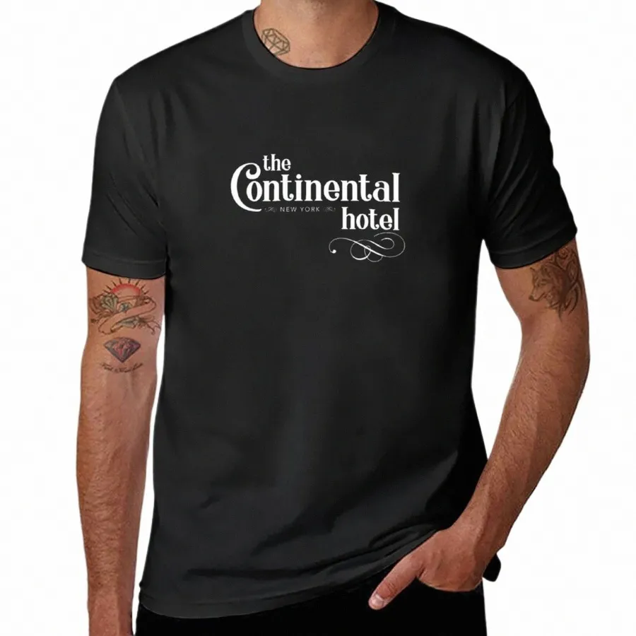 Ctinental Hotel-NYC Tシャツスポーツファンのグラフィックキュートな服ブラックTシャツ男性用I03U＃