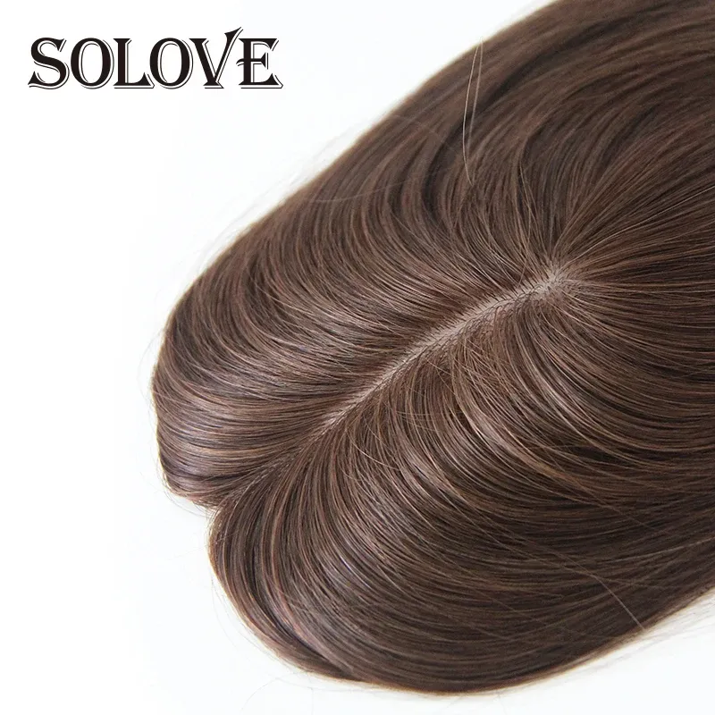 Toppers 10 "" 20 Silk Base Base Topper Heuvrairie Human Hair Piece pour femmes Couleur naturelle Remy Femmes Toupee avec doubles nœuds