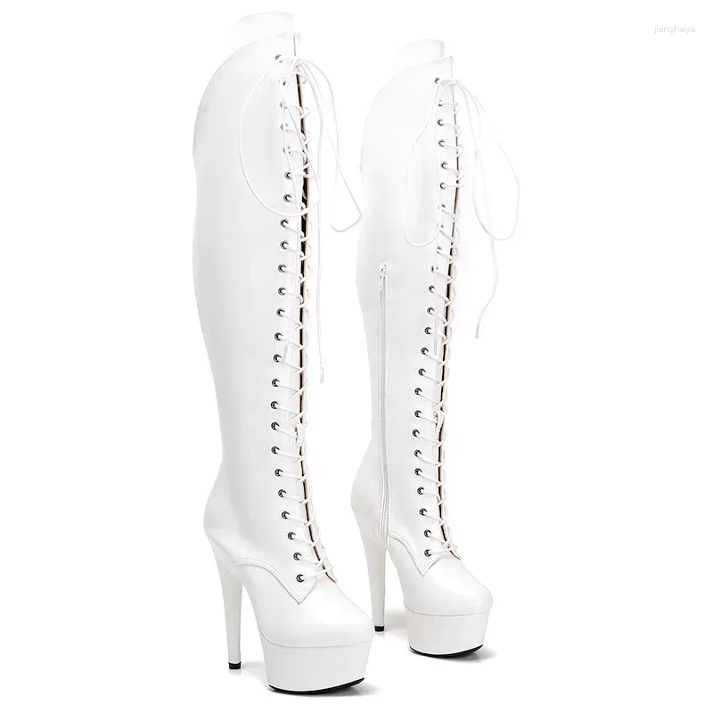 ダンスシューズLaijianjinxia 15cm/6inch Pu Upper Women's Platform Party High Heels Modern High Boots Pole 024