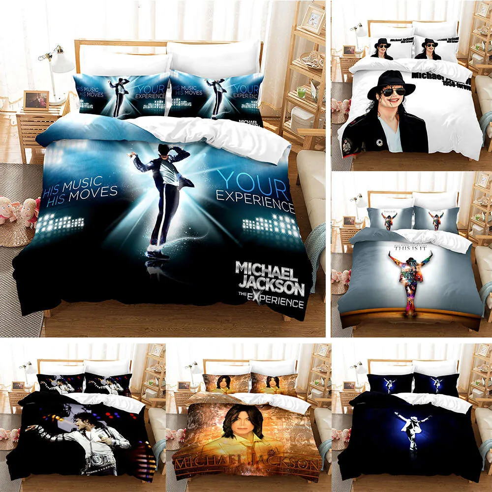 3D-geprinte Michael Jackson dekbedovertrekken, kussenslopen, dekbed, beddengoed, beddengoed, textiel, thuis, koningin, koning, eenpersoonsbed
