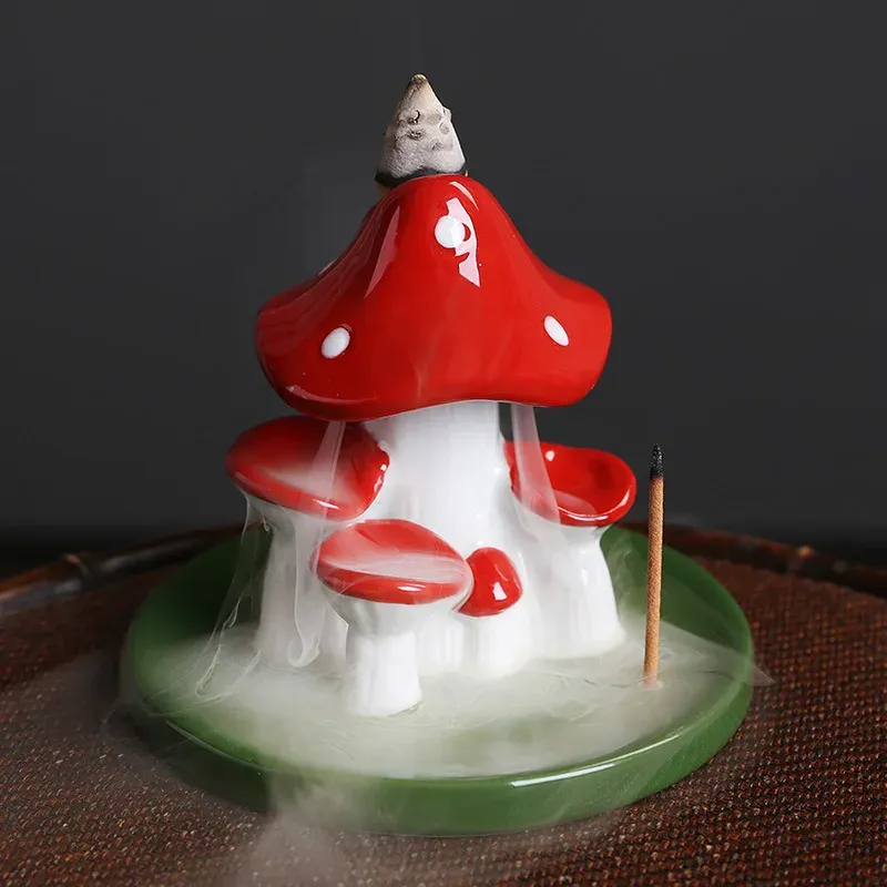 Brännare svamp hällande rökelse brännare ornament diy handgjorda hantverk vardagsrum sovrum eterisk olja aromaterapi tillbehör