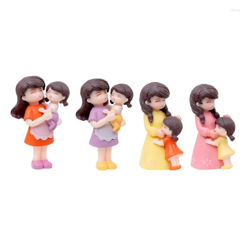 Decorative Figurines Mother And Kid Miniatures Creative Day Cake Figure Unique DIY Baking Decorations