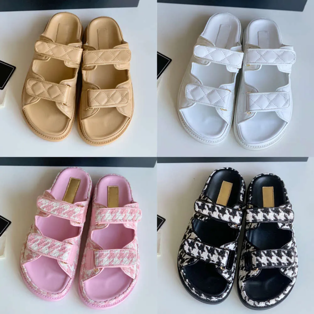 Tasarımcı Slaytlar Buzağı Deri Ayakkabı Flats Sandalet Kadın Yaz Plajı Ayakkabı Açık Ayakkabı Kutusu Boyutu 35-42 539