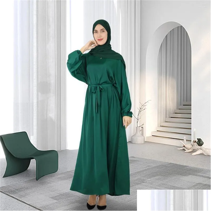 Etnische kleding bescheiden Abaya Casual Plain Women Muslim Long Maxi Dress Turkije Arabisch Kaftan Dubai Islamitische Eid Ramadan Gebed Robe Otf8q