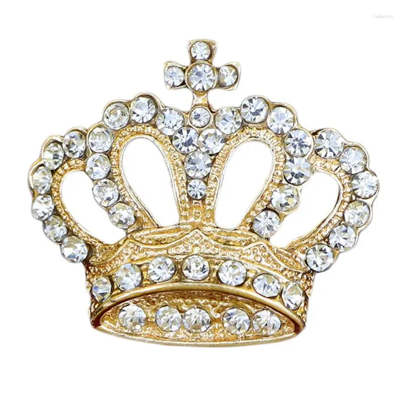 Broszki Wysokiej jakości metalowa broszka koronna luksusowe kryształowe szpilki lapowe kobiety płaszcza kardigan odznaka biżuterii