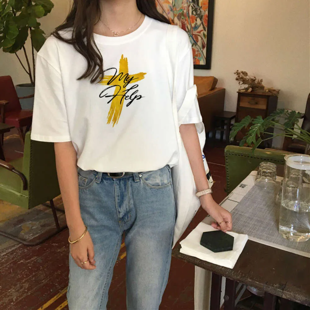 Designer 2024 SS White Short Sleeved T-Shirt Women's 2023 Summer New Cotton Versatile Loose Top Instagram Explosive Street