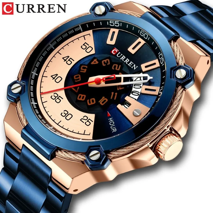 CURREN Design montres montre pour hommes horloge à Quartz mâle mode montre-bracelet en acier inoxydable avec Date automatique casual affaires nouveau Wat2097