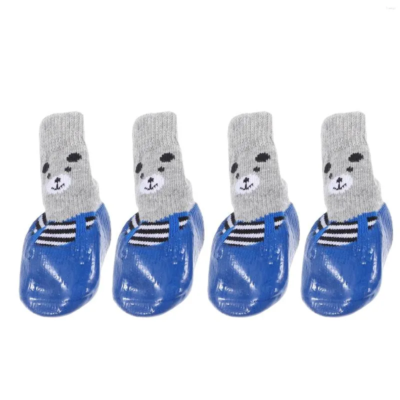 Vêtements pour chiens 4pcs chaussettes imperméables pour animaux de compagnie chaussures protections de pattes antidérapantes pour chiens chats (S)