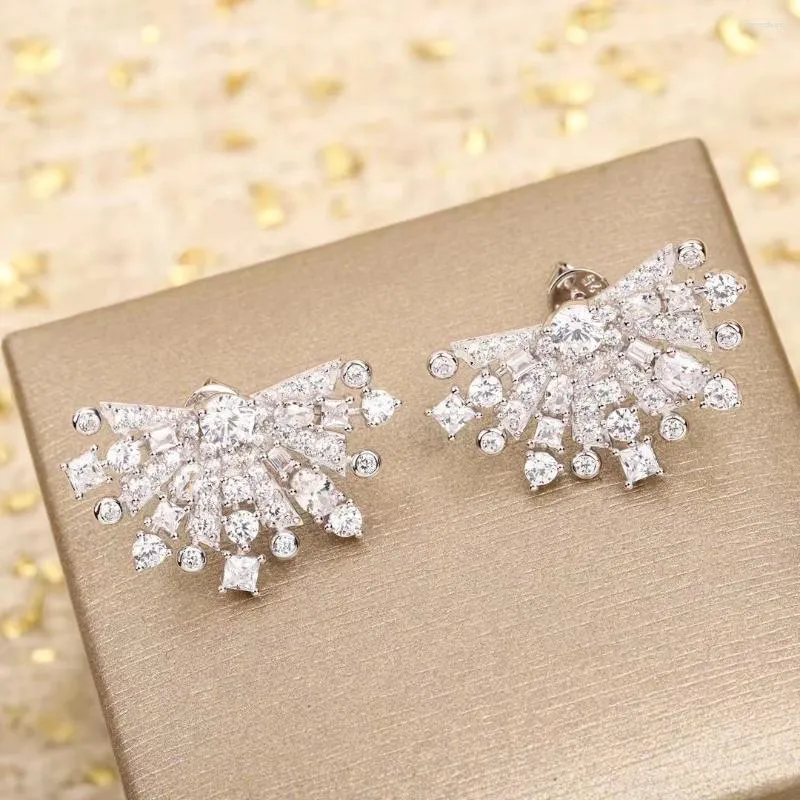 Stud Earrings 2024 Trend Brand Anniversary Gifts Jewelry For Women Pure 925 Sliver Elegant Charming Starry Snowflakes Stars