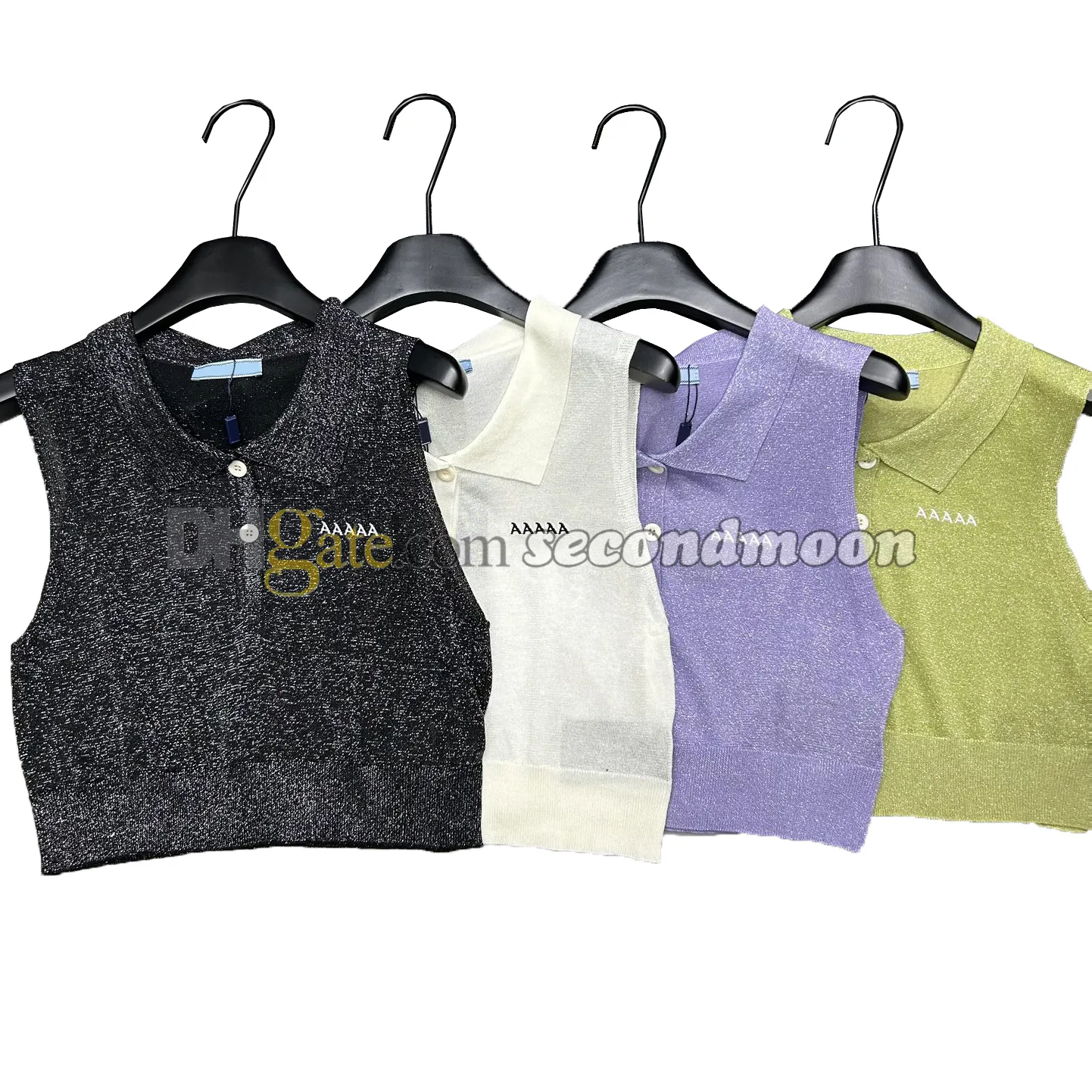 Lapel Neck Vest Women Letters Embroidered Vests Casual Style Sleeveless T Shirt Woman Designer Tees