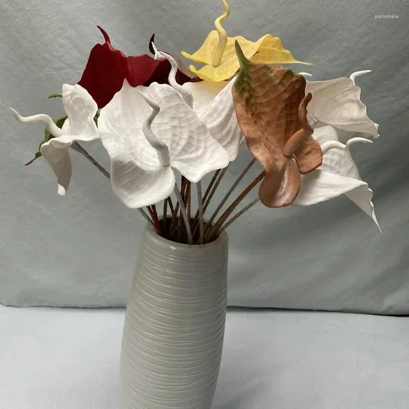Kwiaty dekoracyjne sztuczne rośliny Malawian Kolorowe złożone Anthurium Home Dekorat